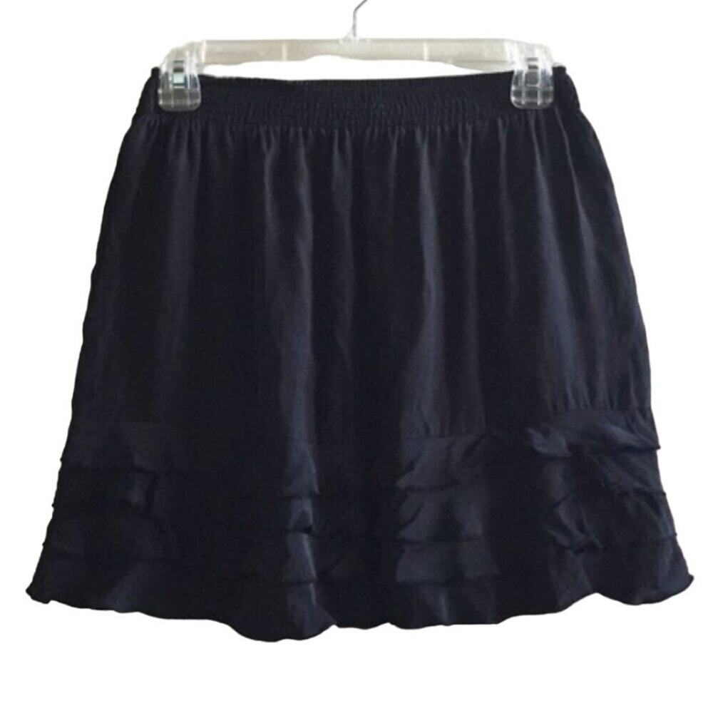 Urban Outfitters Black Silk Ruffled Mini Skirt Women's Size Medium Excellent ver